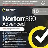 Norton 360 Advanced 2026 │ 10 Dispositivos │ 15 meses renovación automática │ Social Media, Dark Web Monitoring y VPN │ Código por email