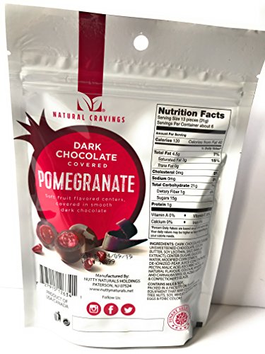 Natural Cravings Chocolate Covered Pomegranates - One 7 ounce Package of Dark Chocolate Covered Pomegranates - Delicious!