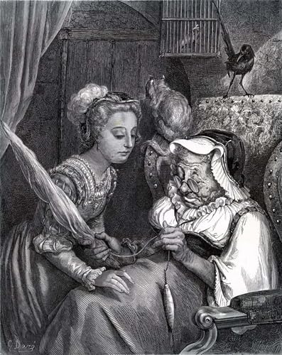 Impression d'art La princesse au bois dormant - Toile tendue Gustave Doré 60x90cm