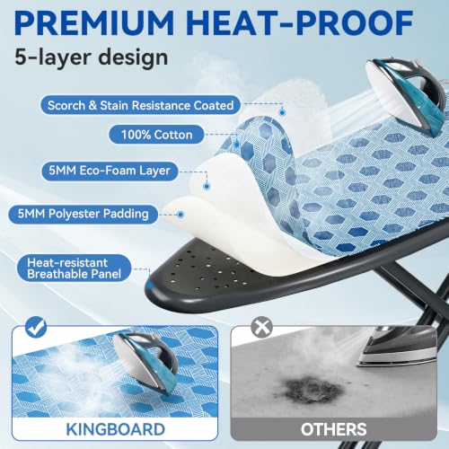 KINGBOARD Metal Foldable Ironing Board with Iron Rest and Hanger, Blue by KINGBOARD - Used condition - Image 6