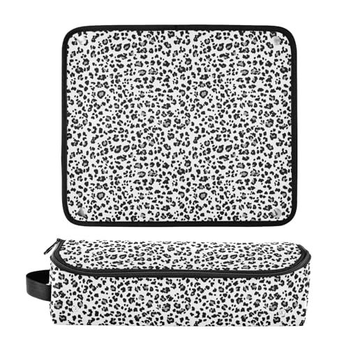 Bolso de viaje para herramientas de cabello con estampado de mármol y leopardo, alfombrilla resistente al calor para planchas, rizadores y accesorios de cuidado capilar miniatura 3