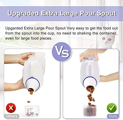 Dry Food And Grains Container - Pet Food Storage Container With Measuring Cup | Large Pour Spout And 4 Seal Buckles | Small & Practical Capacity | Airtight Design | Easy To Grasp And Easy To Clean
