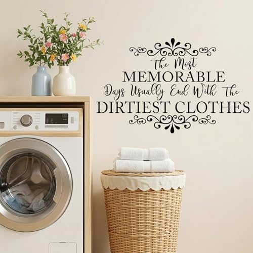 BATTOO Laundry Room Sign The Most Memorable Days End with The Dirtiest Clothes-Wall Decal Quotes Vinyl Art Sticker Laundry Decor(25.5"X15.5") - Image 5