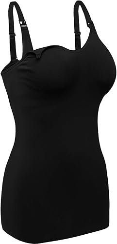 Miniatura 2 de Camisetas sin mangas de maternidad para mujer con brasier integrado para lactancia materna, paquete de 4