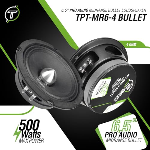Timpano 1000 Watts Midrange Speakers For Car Audio Systems Tpt-Mr6-4 Bullet 4 Ohm Shallow Pro Audio Mid Range Loudspeaker  thumb #2