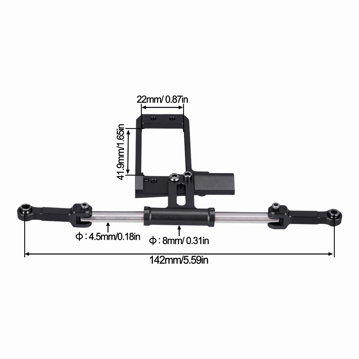 Aluminium BAT Servo Mount and Steering Link Linkage for 1/10 RC Crawler Vanquish Phoenix VS4-10 F10 Portal Axle Upgrade (Black)