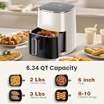 Sweetcrispy 6 Quart Air Fryer with View Window, 12-in-1 Air Fry, Roast, Reheat, Dehydrate, Bake, Nonstick Basket, Dishwasher Safe, 400°F, Beige