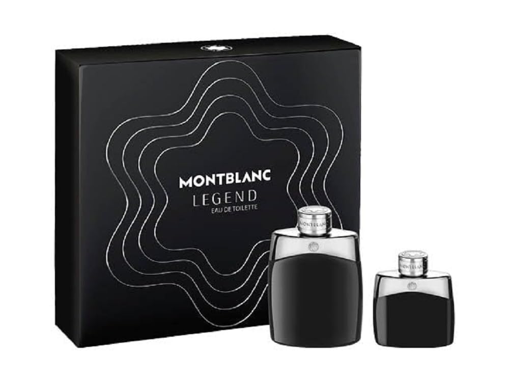 MONTBLANC Legend Eau de Toilette 2 Piece Set - 3.3 fl. oz. Spray, 1.0 fl. oz. Spray - Long Lasting Fragrance with notes of Bergamot, Jasmine & Sandalwood - Fresh & Fougere