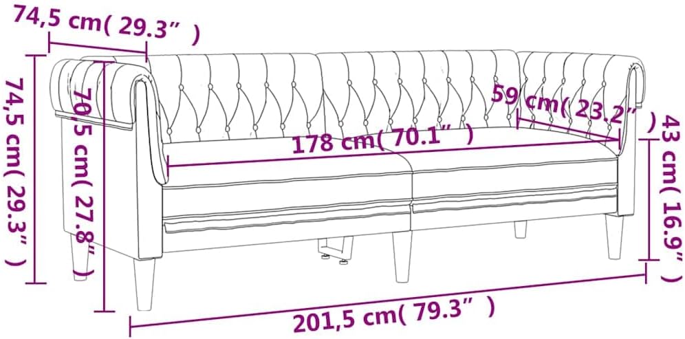 Chesterfield Sofa Dark Grey Living Room Furniture