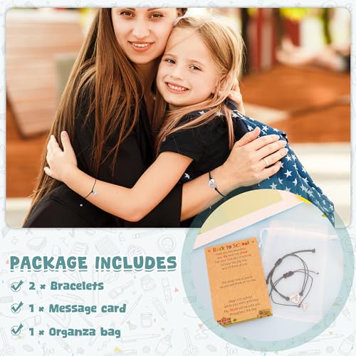 Image of EOBOH Back to School Supplies, Back to School Bracelet Mommy and Me, Prek Matching Wish Bracelets Set, Adjustable Bracelet for Boys Girls Gifts Stuff Bulk