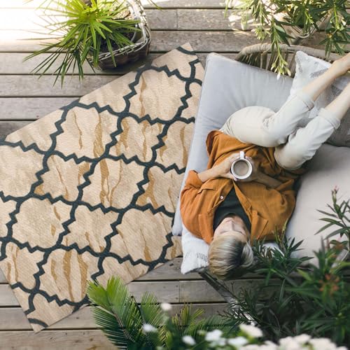 Tapis terrasse imperméable 100x150 rectangulaire décoration mosaïque PVC - 3
