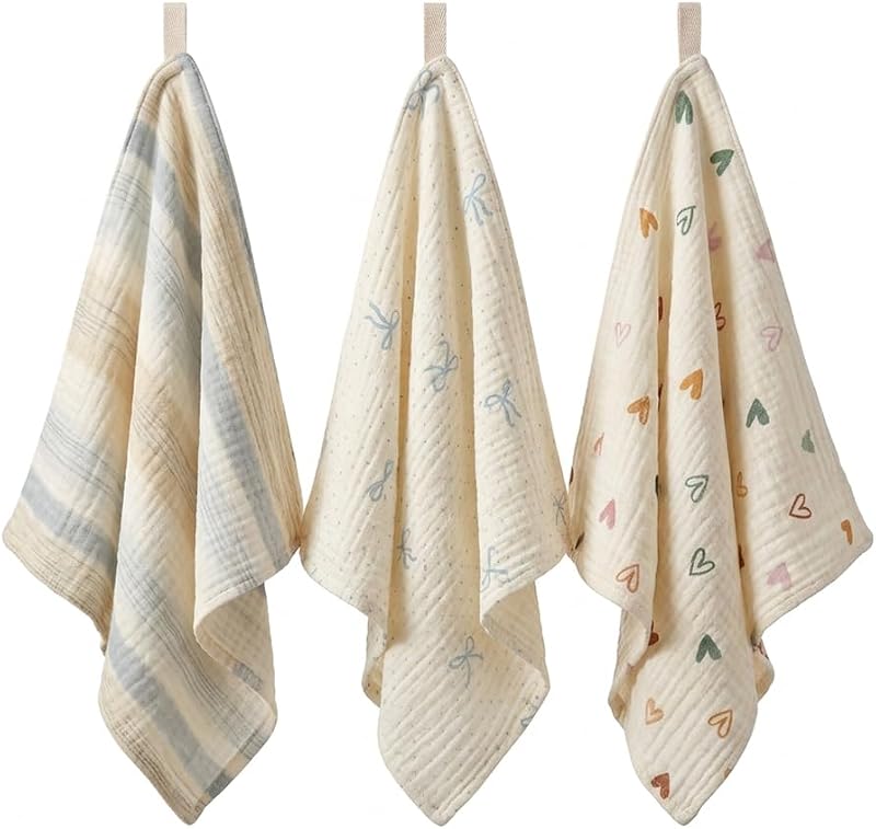 YUYUDEHM Kit com 3 Panos de Musselina para o Rosto em Algodão, 22,86 x 22,86 cm
