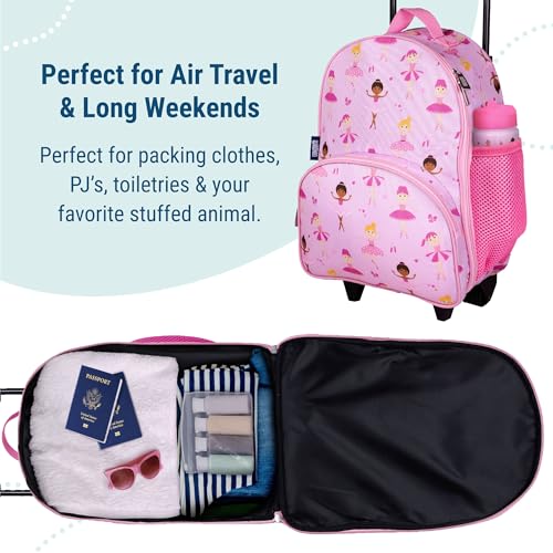 Image of Wildkin Kids 16 Inch Rolling Luggage for Boys & Girls - Lightweight Carry-On Suitcase with Telescoping Handle & Rolling Wheels for School, Travel & Overnight Trips
