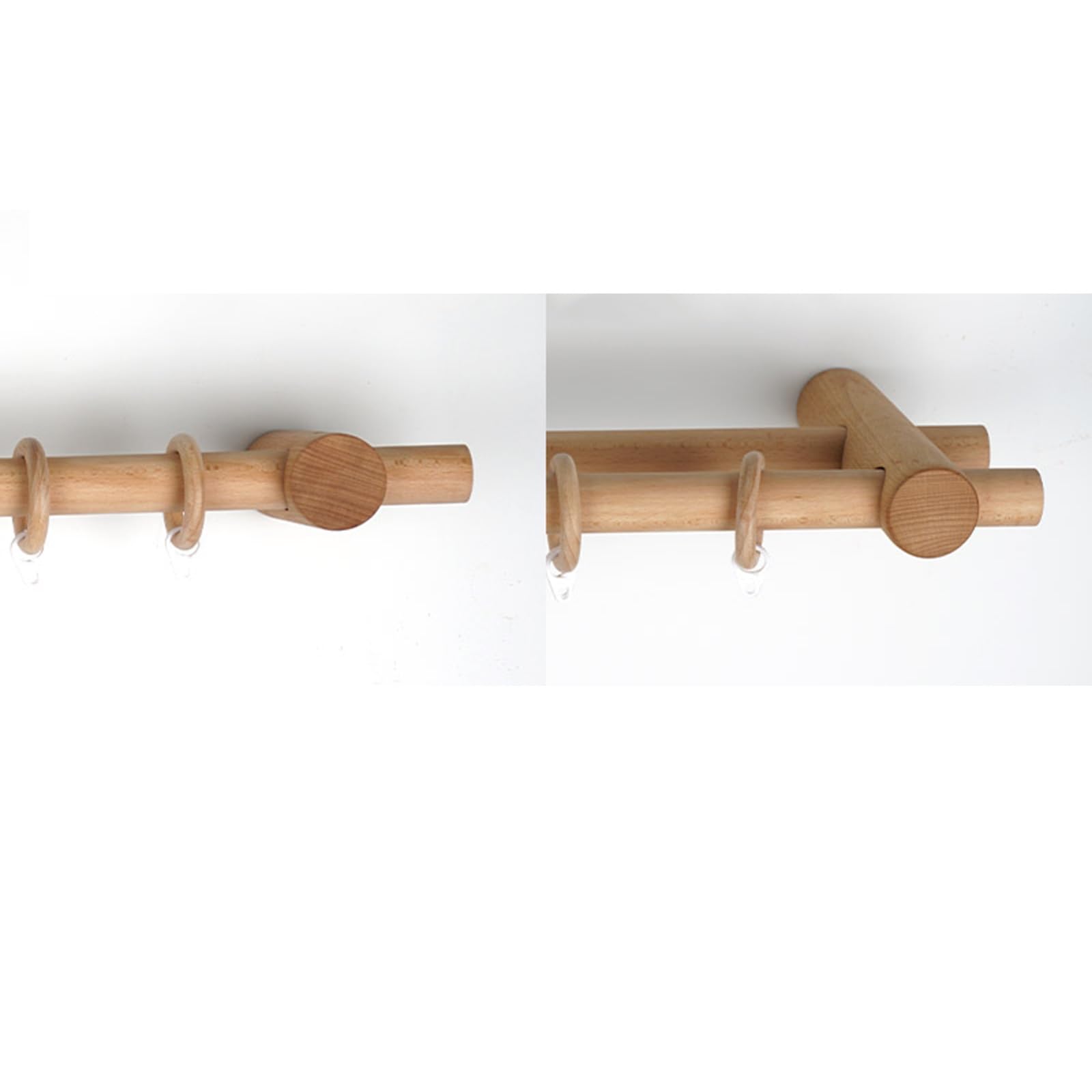 Tringle à rideaux romaine en bois massif de 110 cm - Couleur noyer - Installation facile - Durable - Double tringle en option pour décoration d'intérieur - Solution élégante de traitement de fenêtre