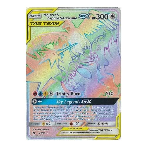 Pokemon Hidden Fates 69/68 Moltres & Zapdos & Articuno GX (Tag Team Rainbow  Rare) : Amazon.co.uk: Toys & Games