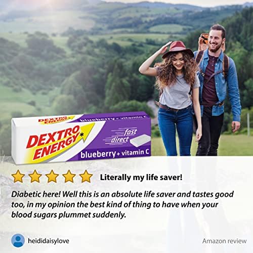Dextro Energy Blueberry Glucose Tablets with Vitamin C, Pack of 24, 47 g, Energy Tablets, For a Quick Burst of Glucose