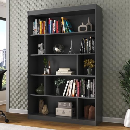 Estante para Livros 4 Prateleiras 9 Nichos Home Office Espresso M...