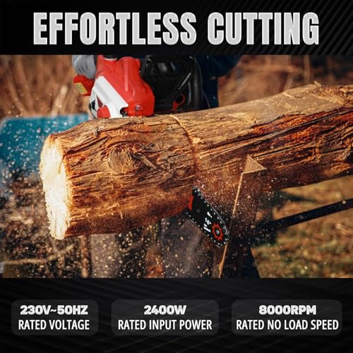 Image of Electric Chainsaw IBL EC16-80, 2400W Motor, 16 inch (400mm) Guide Bar, High-Speed 8000 RPM, Corded with Low Vibration, Ergonomic Design, Heavy-Duty Wood Cutting & Pruning Tool -1 Year Warranty