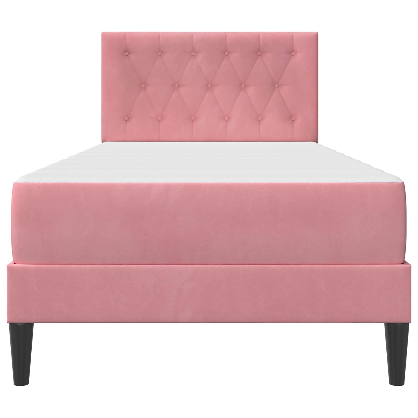 Estructura de cama con colchón de 100 x 200 cm de terciopelo rosa con cabecero, somier de láminas y espacio de almacenamiento, colchón de espuma fría transpirable, funda hipoalergénica, para