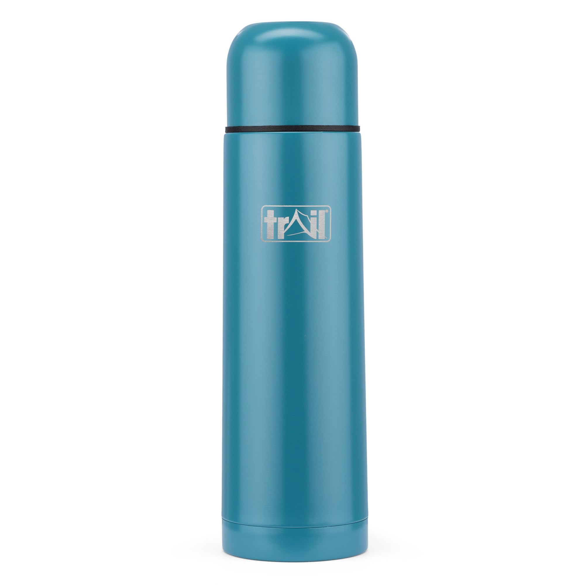 Trail Bullet Vacuum Flask 750ml, Stainless Steel Thermal Flask for Camping, Hiking & Travel, Keeps Drinks Hot 12hrs / Cold 24hrs, Double Walled, Leak-Proof, Twist-&-Pour Stopper, Lid Cup (Teal)