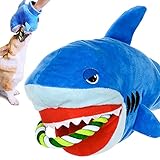 Squeaky Plush Dog Toy - Funny Stuffed Rope for Small Medium Dogs, Cute Puppy Teething Chew for Interactive Training, Durable Tug Toy for Boredom and Stress, Soft Shark Pet Toy With Squeaker