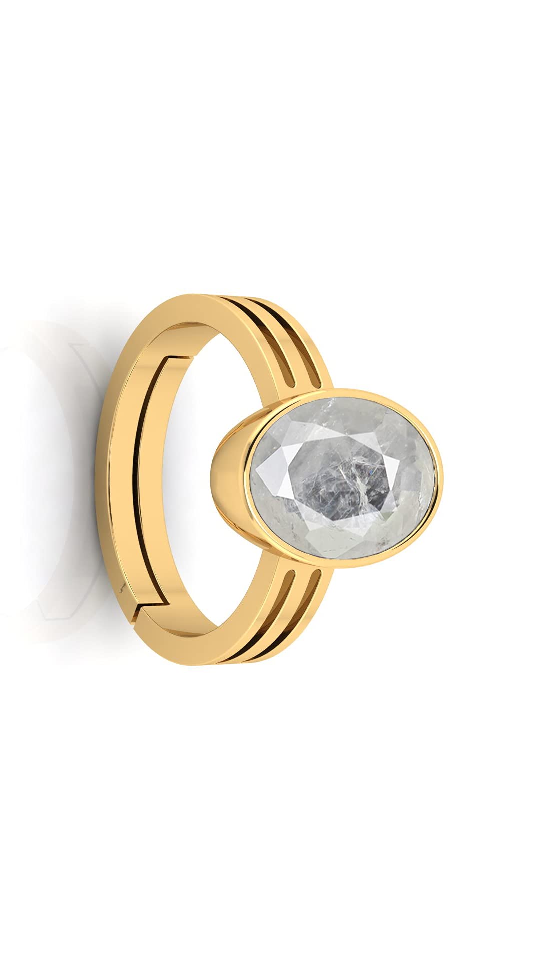 Anuj Sales Anello in oro 7,25 Ratti da 6,20 carati, con zaffiro bianco naturale, certificato non riscaldato, non trattato, anello regolabile Pukhraj, pietra portafortuna preziosa pietra preziosa sfusa