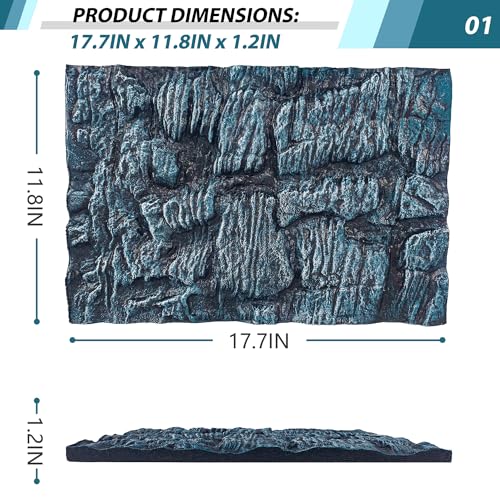 Image of 17.7x11.8in Rock Terrarium Background,3D Reptile Tank Background Board,Amphibian Stereo Backdrop Wall,Lizard Snake Gecko Spider Turtle Fish pet silo Background Decorative Panel(Blue)