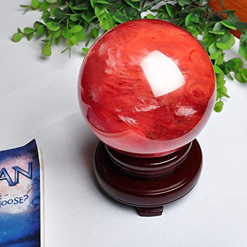Boule de cristal transparente rouge en verre de décoration