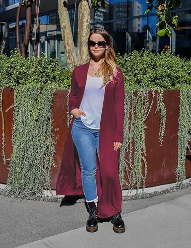 Image of Isaac Liev Maxi Cardigan Duster Sweater - Women's Extra Long Open Front Full Length Lightweight Cardigans Dusters Sweaters