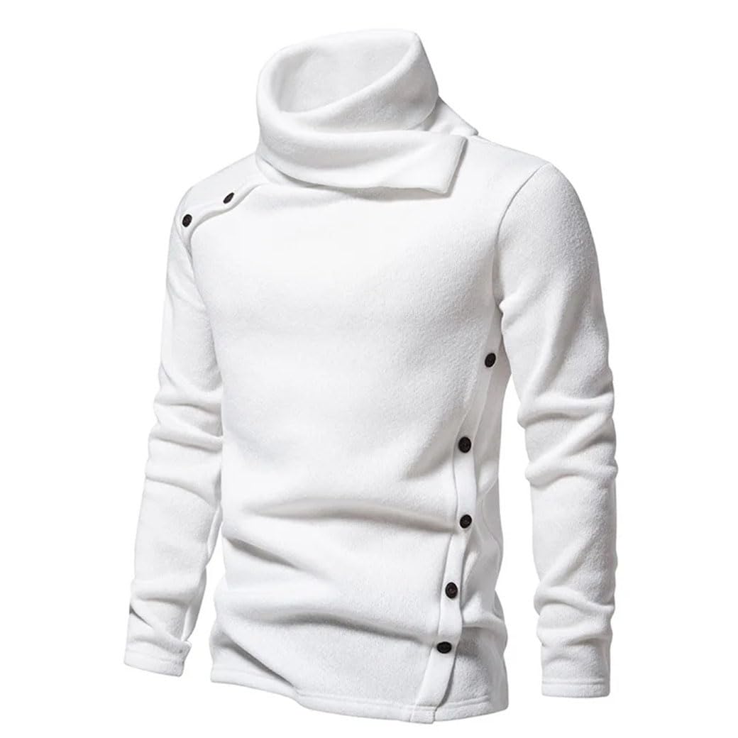 Suéter de cuello alto para hombre, de punto grueso, suave, casual, cálido, estilo vintage, para invierno