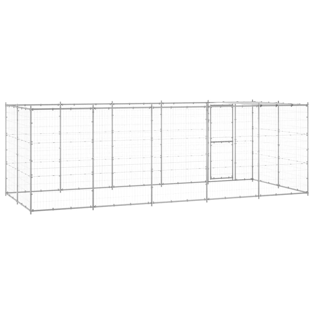 Perrera para perros de acero galvanizado con toldo y puerta, 12,1 m², resistente a la intemperie, para perros, cachorros, camping, jardín, terraza, protección y seguridad