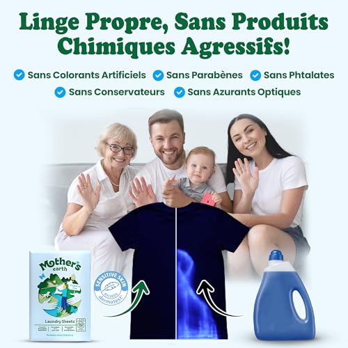 Mother's Earth Waschmittelblätter – leichte Wäscheblätter | plastikfreie Verpackung | geeignet für die tägliche Wäsche | geruchlos 2