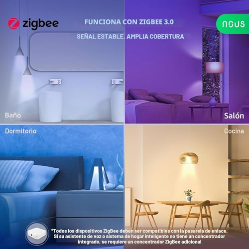 Bombilla inteligente ZigBee E27 RGB NOUS P3Z compatible con Home Assistant y Alexa 4