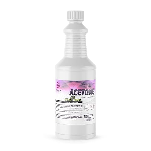 Acetona 100% pura grado ACS Botella de 1 pinta (16 onzas líquidas) Disolvente de alta pureza para aplicaciones comerciales, domésticas e