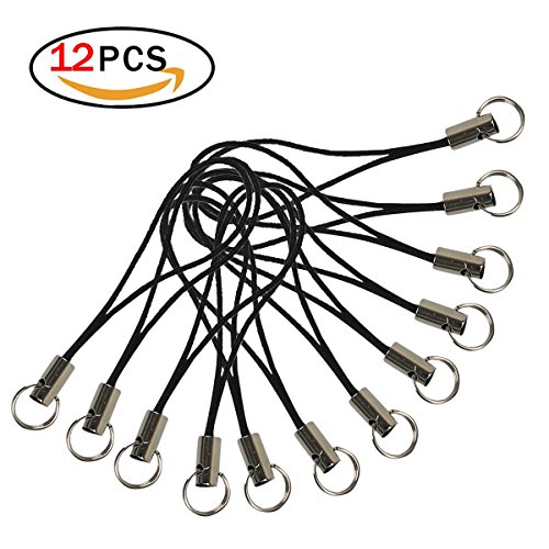 Cinturino per Cellulare 12 pezzi Pollici Collo Cordini Boeing lanyard per Chiavi e Telefono con Anello di Tono Argento con Cordino per Cordino Nero