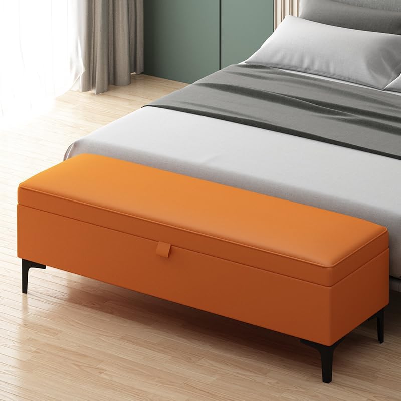 Banc de rangement ottoman gris 100 cm pour chambre et gain de place optimal