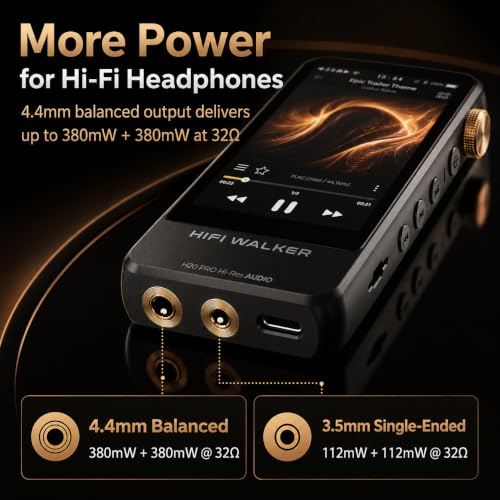Image of HIFI WALKER H20 Pro Hi-Res MP3 Player with Bluetooth, 64GB Memory Card