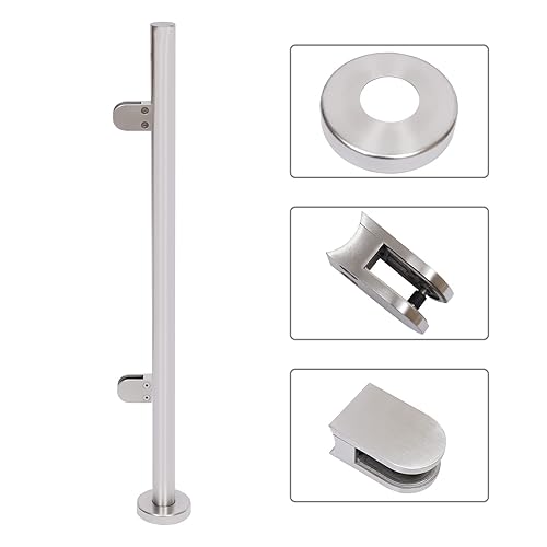 Miniatura 4 de Poste de barandilla de vidrio de acero inoxidable con abrazadera de vidrio para paneles de vidrio, soportes de montaje, poste de barandilla de