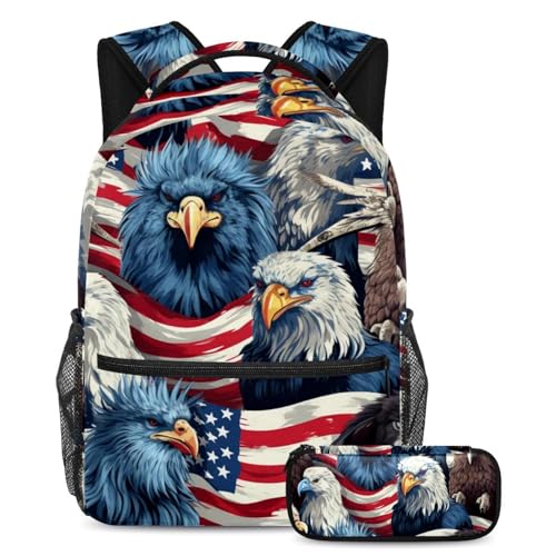 Cartable enfants animaux drapeau américain aux finitions renforcées Multicolore #01