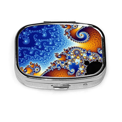 Preisvergleich Produktbild Fraktale Spirale blau benutzerdefinierte Mode Silber Quadrat Pillendose Medizin Tablet Halter Wallet Organizer Fall für Tasche oder Geldbörse