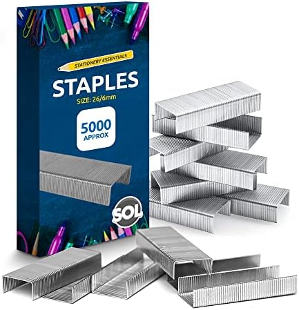 SOL 5000pk Staples 26/6 Standard - Compatible With Standard Staplers