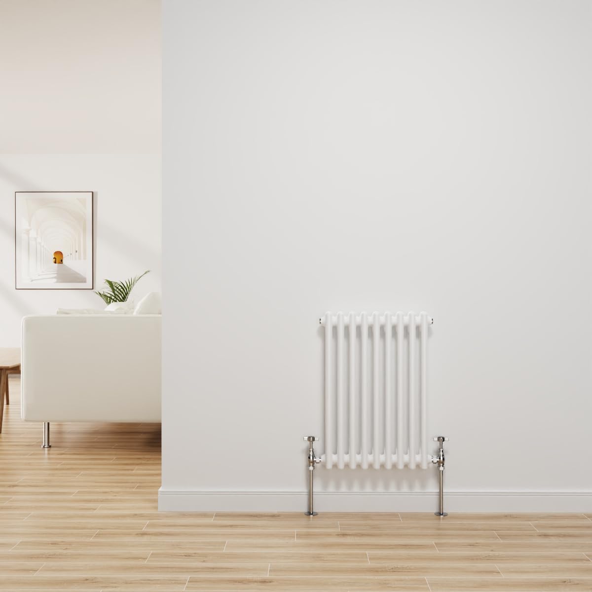 Nrg Gloss White Traditional Radiator Cast Iron 2 Column Horizontal Central Heating Bathroom Radiators 600X425mm