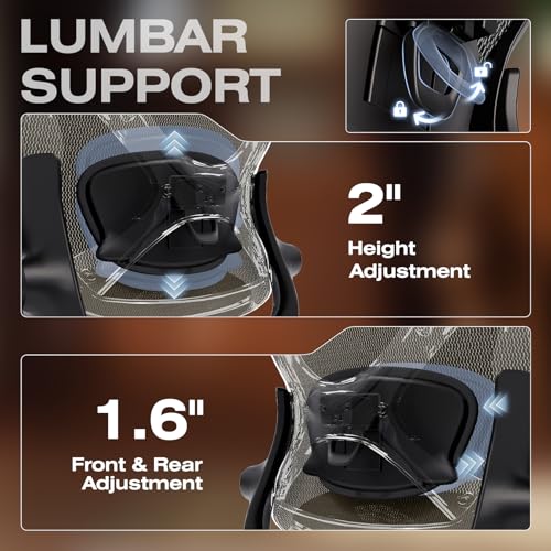 ELABEST X100 Ergonomic Office Chair with Footrest, Big and Tall Home Desk Chair with 5D Flip-Up Arms, Adjustable 3D Lumbar Support,High Back Rolling Computer Chair, Swivel Mesh Chairs (Coffee Break) - Image 5