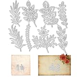 NICENEEDED 8 Blatt Blatt-Stanzschablonen für Kartenherstellung, Blatt-Blumen-Stanzschablonen, Pflanzen-Metall-Stanzschablonen für DIY Scrapbooking Fotoalbum Dekoration