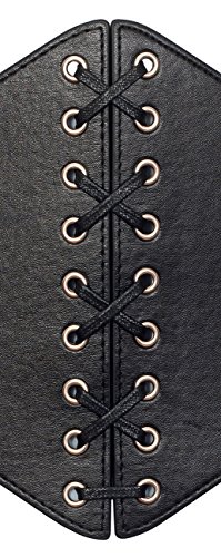 eVogues Plus size Faux Leather Corset Style Wide Elastic Belt Black3