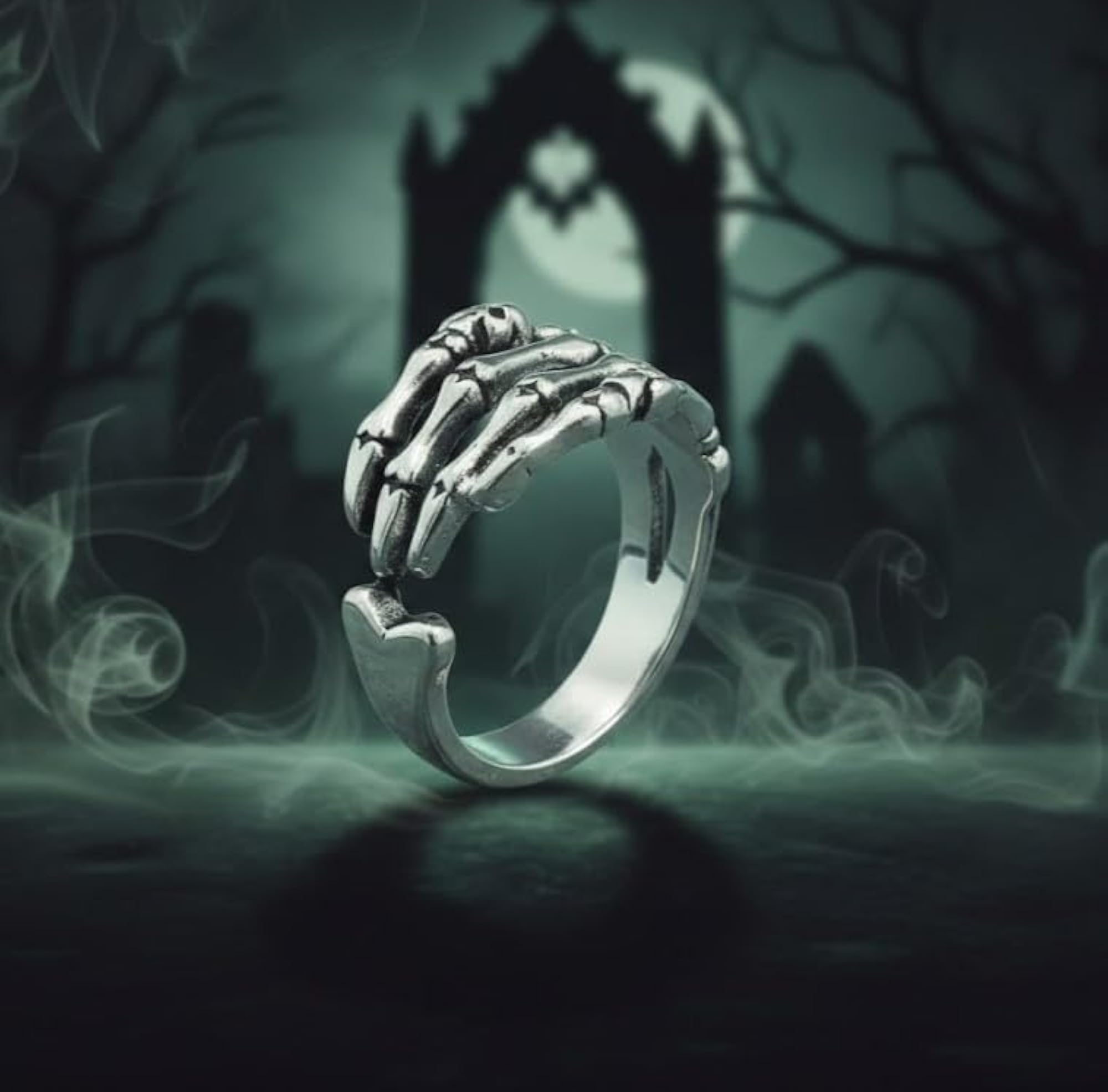 Gothic Skeleton Skull Rib Ring, Unisex Fashion Accessory