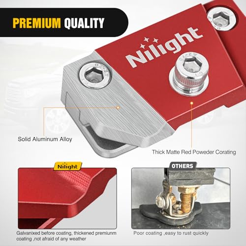 Image of Nilight LED Light Bar Mounting Bracket 2PCS Universal Adjustable Pillar Hood Fog Pods Work Lamp No Drilling Aluminum Mount Clamp Holder for Truck SUV Pickup Van 4x4 Off-Road, Red
