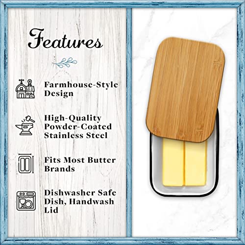 Home Acre Designs Butter Dish With Lid For Countertop - Unbreakable Metal Container & Covered Mess-Free Butter Keeper - Large Vintage Farmhouse Style Dishes #TOP1