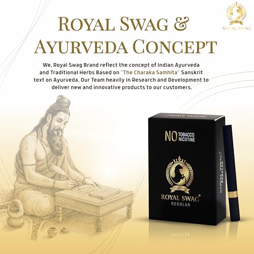 Image of ROYAL SWAG Ayurvedic Herbal Cigarettes 100% Tobacco Free 100% Nicotine Free Cigarettes Frutta, Regular Flavoured | Smoking Cessation(Pack Of 20)