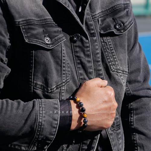 Triple Protection Bracelet for Women Men, 10mm Crystal Beads Bracelet Handmade with Real Tiger Eye Black Obsidian and Hematite, Natural Crystal Bracelet Mens Christmas Gift for Protection and Balance4